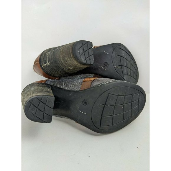 Diesel Booties Leather and denim heeled boots y2k blue tan size 6 - Picture 8 of 8